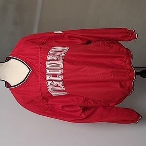 Colosseum Athletics Size L Red Wisconsin Windbreaker Sweatshirt